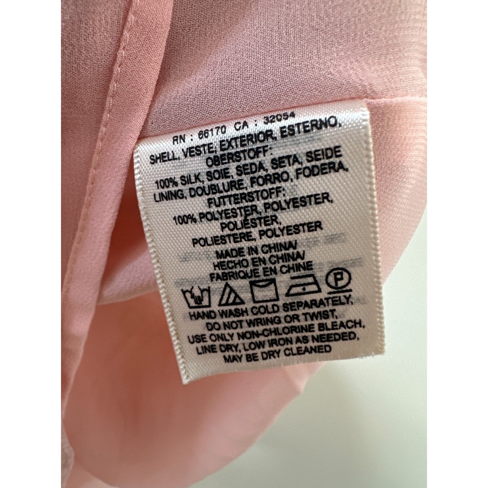 Anthropologie HD in Paris Tender Texture Silk Tank Pink Ruffle Keyhole Top Sz 6 - Picture 7 of 11